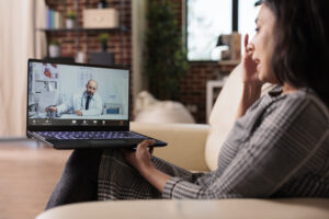 woman attending a virtual weight loss program